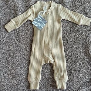 Kate Quinn Beige Ribbed Baby Romper